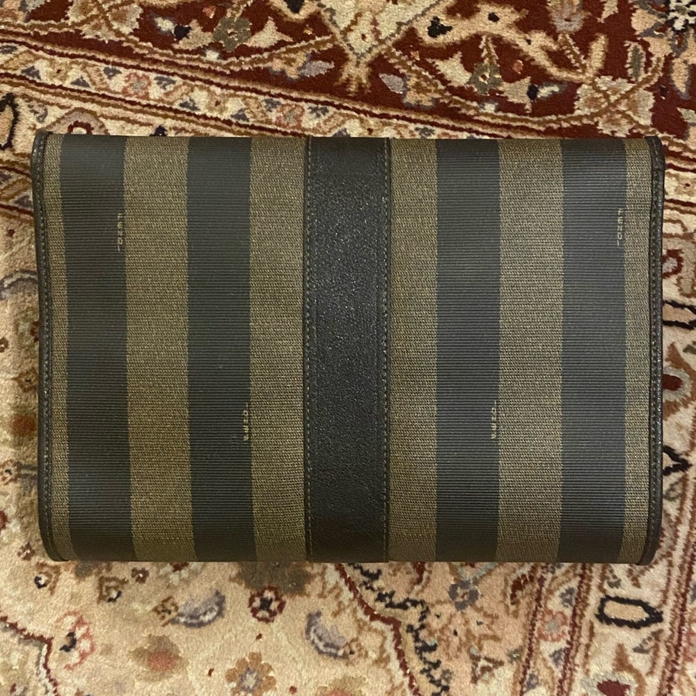 Fendi Brown and Black Striped Clutch Bag - Picture 8 of 16